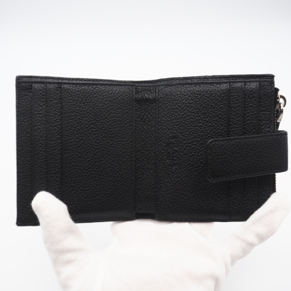 PRADA Vitello Micrograin Triangle Compact Wallet … - image 13